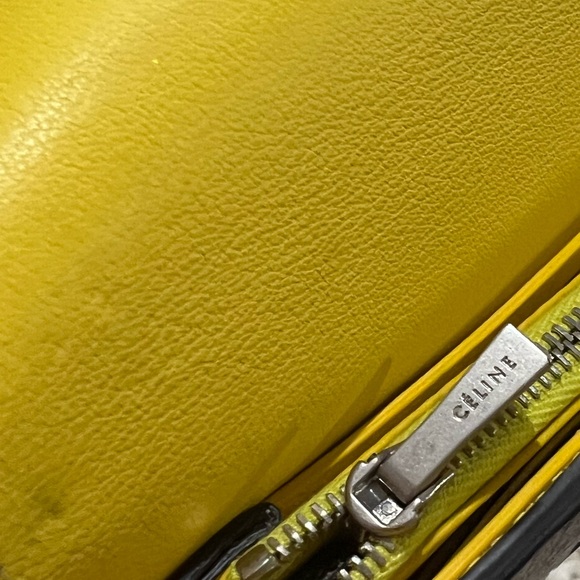 CELINE Calfskin Leather SOURIS Yellow Large Flap Multifunction Long Wallet - Picture 14 of 16